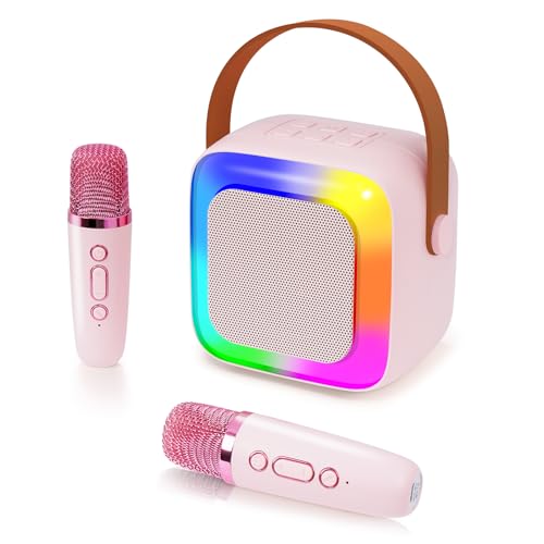 Karaoke Giocattolo per Bambini, Altoparlante Bluetooth Portatile con 2 Microfoni senza fili, regalo di Natale o...