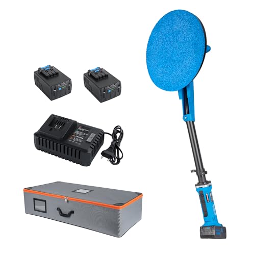 MINOVA Akku Schleifer KD-5340E Akku-Schwamm-Schwimmer AKKU Schleifmaschine mit 2x 18V 5.0Ah Akku,1x Stofftasche, 1x Bodenplatte und Schwammscheibe Ø 350 mm