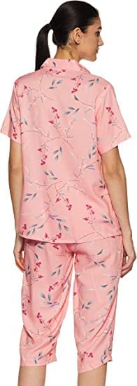 Image of Longies Women's Rayon Pyjama Night Suit Regular Capri Set ((LGRCSSY003 Pink XLarge) XL)