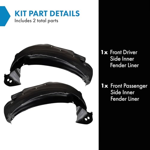 Image of TRQ Front Driver and Passenger Side Inner Fender Liner Set Compatible with 2013-2015 Honda Accord Sedan