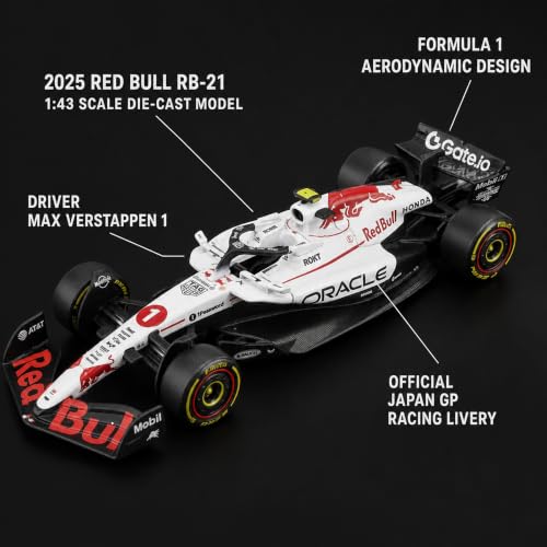 Image of Wizplex Bburago Red Bull Racing RB21 Japan GP 1:43 Scale Officially Licensed Die Cast Metal Formula 1 Car - No. 1 Collectible Model, Display Showpiece for Kids 3+ & Motorsport Fans