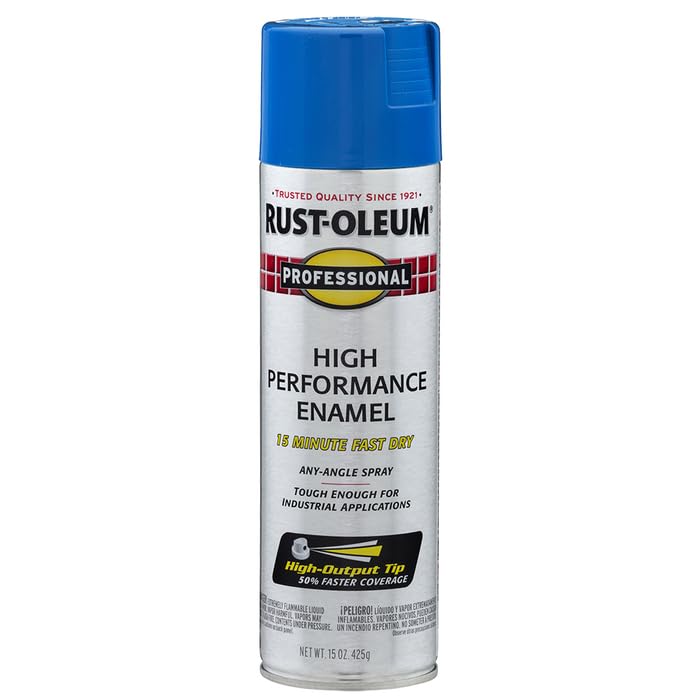 Image of Rust-Oleum 7524838-6PK Professional High Performance Enamel Spray Paint, 15 oz, Gloss Safety Blue, 6 Pack