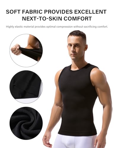 Casey Kevin Chaleco de Compresión Hombre Body Shaper, Camiseta Hombre Faja Cintura Elasticidad Faja Reductora para Deportivas, XL