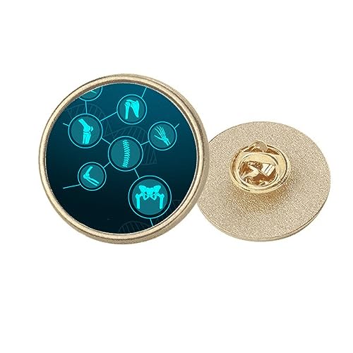 Broche illustration humaine en métal doré b structure, le clip rond idéal au quotidien