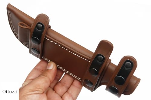 Ottoza Bainha de faca de couro feita à mão direita, bainha de faca de caça - bainha de faca de sobre