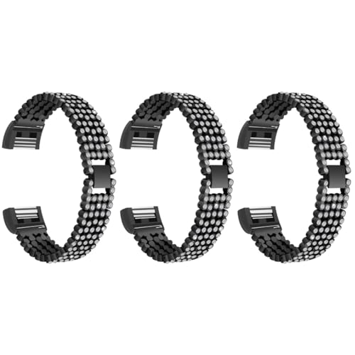 Bracelet acier inoxydable sangle réglable élégante métal noir cristaux