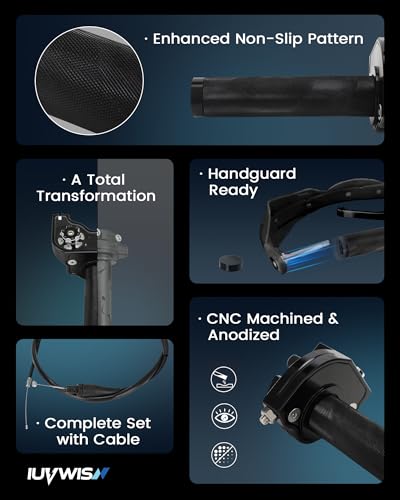 Image of Mini Bike Throttle Kit 7 /8 inch 22mm MiniBike Throttle Assembly + Throttle Cable CNC Quick Twist Universal for Dirt Pit Bike Motorcycle CT200U CT200U-EX BT200X CRF KLX SSR 50 110 125 250 Black