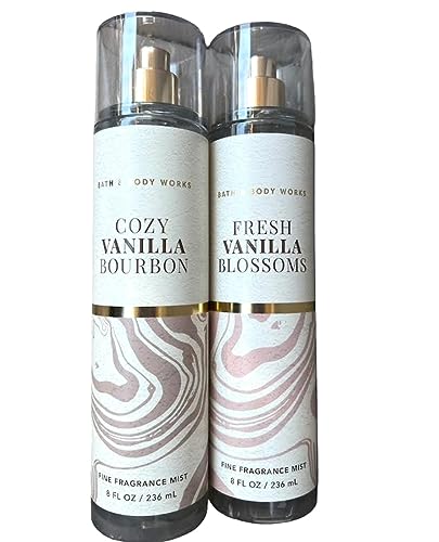 Bath and body Lotion Perfume Mist Shower Gel Fragrance Collection (Vanilla Mists - Bourbon - Blossom 2 pc Set)