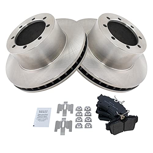 Image of TRQ Rear Brake Pad and Rotor Set Semi Metallic Vented Rotors Compatible with 1994-2004 Ford Mustang