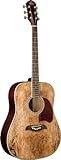 Oscar Schmidt OG2SM Full Size Spalted Maple Top Dreadnought Acoustic Guitar with Mahogany Back and Sides