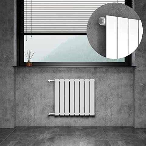 DOLF Design Heizkörper Doppellagig Heizung Flach Paneelheizkörper für Wohnzimmer und Badezimmer, Horizontal Badheizkörper mit Seitenanschluss Nabenabstand 500 mm, 600 x 550 mm Weiß Wandheizkörper Cover