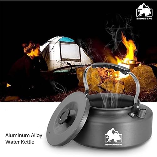 Image of BISONBERG 0.8L Portable Water Kettle Water Pot | Teapot Coffee | Tea Kettle Outdoor Camping Hiking Picnic Pot - Aluminum Alloy (Orange)