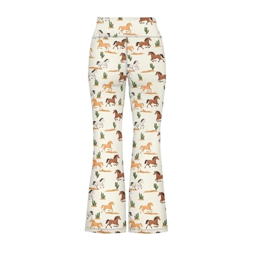 Horse Girls Flare Leggings Casual Bootcut Yoga Pants for Kids High Waisted Bell Bottoms for Summer Spring2