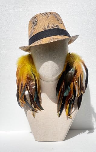 Boho Yellow Feather Earrings for Women – Long Lightweight Statement Dangle Earrings for Festival, Gifts & Summer Style – FASHMOROUS3