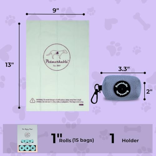 Image of Dog Poop Bag Holder with Carabiner Clip - Convenient, Non-Plastic, and Hands-Free Dog Waste Bag Holder, with Dispenser Pouch for Travel Walks Park, and Outdoor use (Blue)