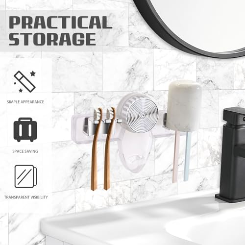 Support brosse à dents ventouse mural transparent Lot de 2 avec crochets pour douche