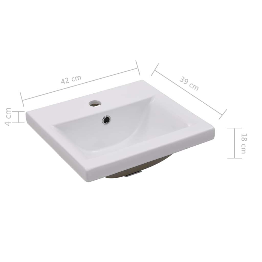 vidaXL Lavabo empotrado, 42 x 39 x 18 cm, color blanco