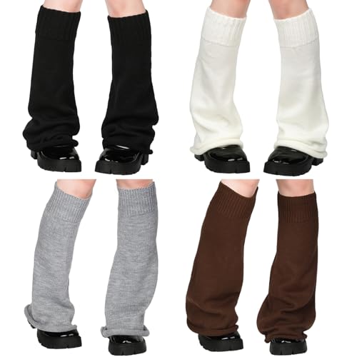 4 Pairs Leg Warmers for Women Kawaii Y2k Leg Warmers 4 Colors Harajuku Japanese Boot Socks Gyaru Cute Goth Lolita Accessories