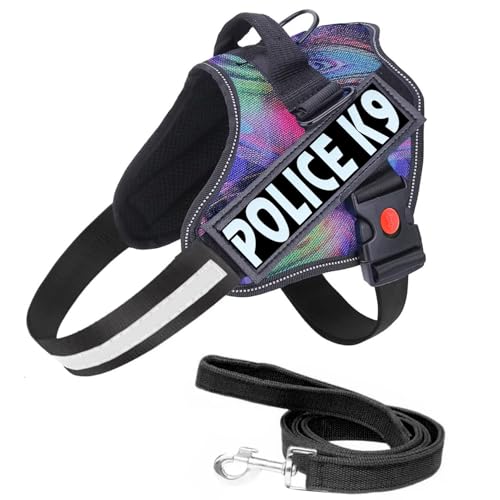Image of Berlin's Police K9 Dog Harness with Leash, Dog Vest with Handle, Reflective Adjustable No-Pull Harness for Dogs Heavy Duty Nylon, for Training, Patrol, Hiking (Multicolor, Small (5-12Kg))