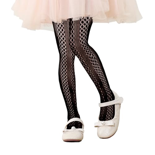 Image of Zando Girls Lace Tights Heart Butterfly Rose Patterned Fishnet Stockings for Toddler Girl Hollow Pantyhose 1T-12 Years