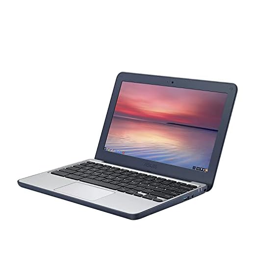 ASUS Chromebook C202SA-YS02 11.6" Ruggedized and Water Resistant Design with 180 Degree (Intel Celeron 4 GB, 16GB eMMC, Dark Blue, Silver)