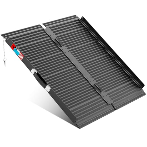 Image of WHALEMOTOR Black Portable Wheelchair Ramp, 3FT No-sew Non-Slip Aluminum Wheelchair Ramp, Folding Portable Wheelchair Ramps for Home, Weight Capacity Up to 800 LBS, Loading Dock Plates