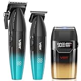 VGR 640 S2 + 308 Haarschneidemaschine für Herren, Profi Haarschneider Haartrimmer und Folienrasierer Set, Kabellose Friseur Set mit LED Anzeige für den Friseur und Heimgebrauch