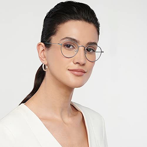LENSKART BLU | Zero Power Bluecut & Antiglare Computer Eyeglasses | Silver Full Rim Round | For Men & Women | Small | LB E14131 - Image 7