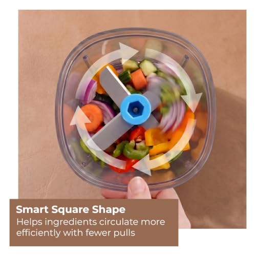 Image of Lifelong 600ml Nutrichop Vegetable Chopper for Kitchen|Manual Chopper with Easy Pull Cord| 6 Stainless Steel Blades, Antislip Base, Airtight Lid, BPA Free |Mini Chopper for Veggies, Fruits, Dry fruits