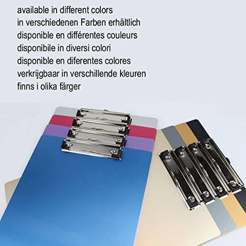 6er Alu Klemmbrett A4 mit gummierter Metalklemme, Schreibbrett DIN A4 mit Aufhängeose, Pad Halter Clipboard - Stabile Aluminum Schreibplatte - Schreibblock 6er Pack in Silber - TKD8025-silver-6x