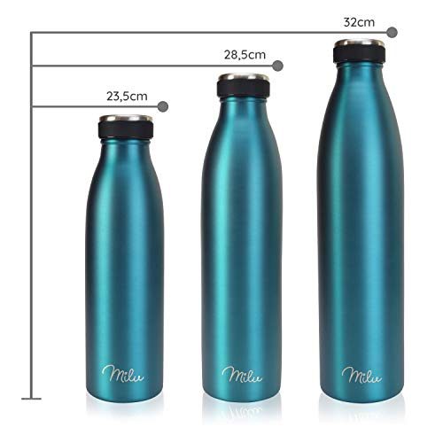 Milu Termo Botella de Agua 500ml, 750ml, 1l - Acero Inoxidable - Aislamiento de Vacío de Doble Pared - Libre BPA (Verde, 1000ml) - Imagen 7
