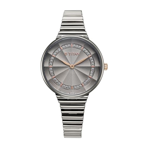 Titan Aura Quartz Analog Grey Dial Stainless Steel Strap Watch for Women-95245KM02 (B0CZXT2BXP) Amazon Price History, Amazon Price Tracker
