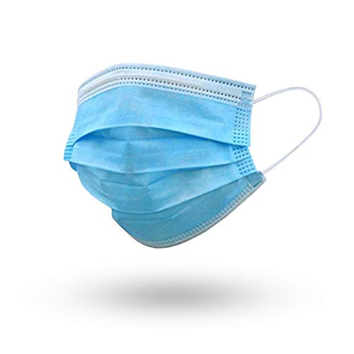Face Mask Disposable 50 Pack - 3 Ply Face Mask  Comfortable and Breathable Procedure Face Masks Blue