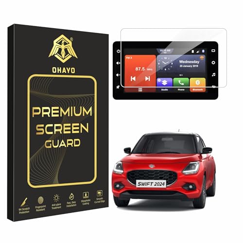 Image of OHAYO Screen Protector for Maruti Suzuki Swift 2024 Facelift 7 Inch Infotainment Display | Compatible with Swift VXI, VXi(O), ZXi Variants | 9H Hardness, Military Strength, Scratch Resistant Car Touchscreen Guard | Not Tempered Glass