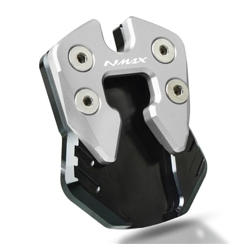 オートバイキックスタンドパッドに適合するヤマハ NMAX155 NMAX125 通年引伸足側スタンド延長アクセサリー(Silver)