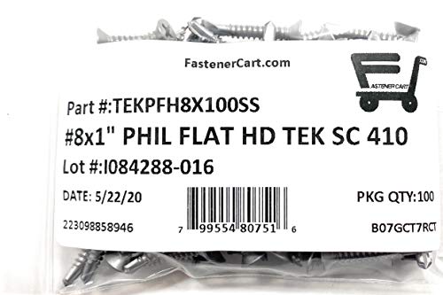 Tornillos TEK 8x1 acero inoxidable Phillips cabeza plana 100 uds miniatura 3