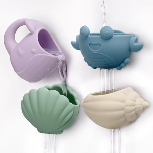 haakaa Tidal Tribe Waterfall Bath Toy Set - Mold Free Food Grade Silicone Bathtub Pouring Toys for Toddler 1-3 BPA-Free Bath Tub Toys for Babies & Infant 6-12 Months