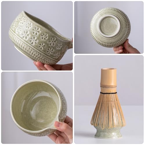 Image of Buucup Matcha Whisk Set, Ceramic Matcha Kit Set with Bowl & Tools, Green