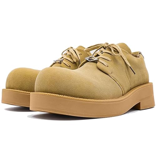 Men's Lace Up Suede Oxford Dress Shoes Platform Round Toe Old Fashion Casual Derby Shoes3