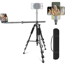 Tripode Pro Elitehood Tripode para Movil & Soporte Movil Grabar Video, 180cm Tripode Movil Alto con Angulo de 360°Teléfono, Soporte Movil Tripode Flexible para Videografía de Fotografía Plana en Vivo