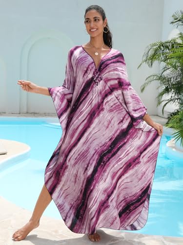 Image of KEYLORTING Plus Size Kaftan Dress Women, African Moo Moo Print Caftan, Batwing Dress, Beach Cover Up for Party and Loungewear