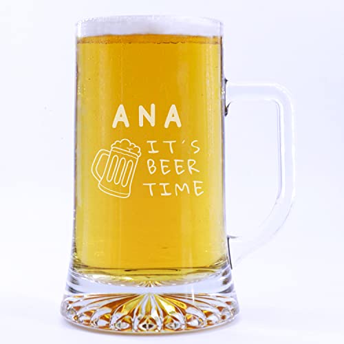 PROMO SHOP Jarra de Cerveza de Vidrio It's Beer Time ½ litro. 50 cl · Jarra Cerveza Original Personalizada con el Nombre que desees. Grabado a láser