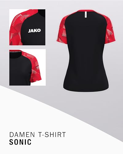 JAKO Damen T-Shirt Sonic, schwarz/rot, 34/36 – Ansicht 4