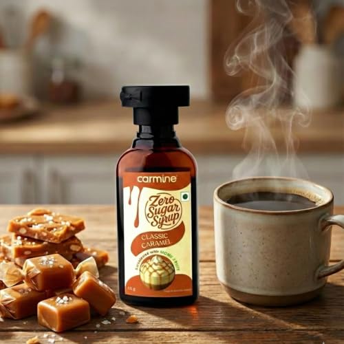 Image of Carmine Zero Sugar Syrups - Combo of 5 Syrups Bourbon Vanilla, Coffee Tiramisu, Classic Chocolate, Cinnamon Vanilla and Classic Caramel Syrup), 60 g each