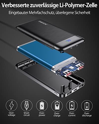 ENEGON Kit di ricarica portatile: batteria esterna da 10000 mAh con caricatore rapido da 20 W, cavo USB-C e doppia Porta USB C in&out, compatibile con iPhone, Samsung, iPad, Xiaomi e altri.