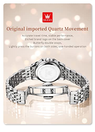 Image of OLEVS Womens Watch Fashion Dress Diamond Female Watches for Ladies Analog Stainless Steel Waterproof Luminous Day Date Two Tone Wristwatch