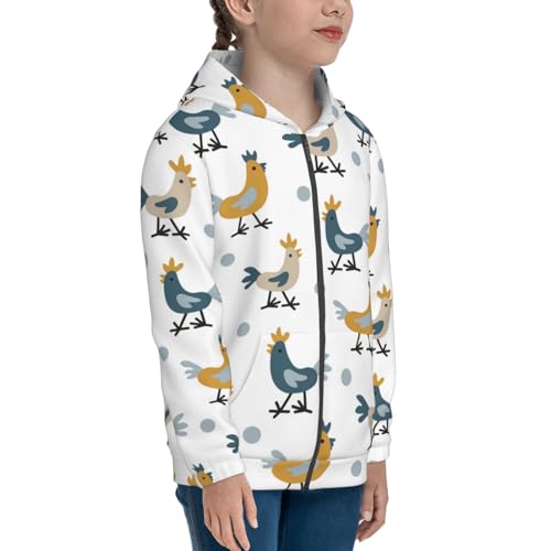 Farm Roosters Kid Hoodies Boys Zip Up Sweatshirts Girls Pullover with Pocket4