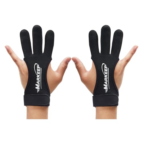 MARKEEP Archery Gloves 2 Pack Shooting Hunting Leather Guard 3-Finger Guard for Youth Adult Man Woman and Beginner Recurve Arrow Bow Archery Protective Gear Accessories