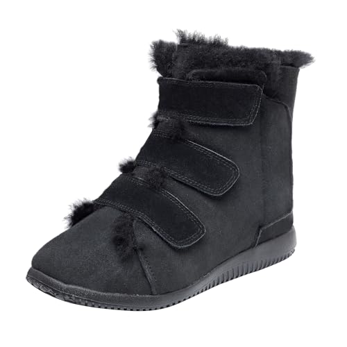 Extra Width Diabetic Shoes for Womens Winter Snow Boots Warm Plush Lined Non Slip Ankle Shoes with Adjustable Lightweight Outdoor Boot for Swollen Feet