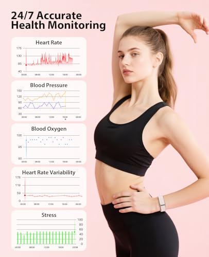 EGQINR-Smart-Bracelet-24H-Sleep-Tracker-All-Day-Continuous-Heart-Rate-Blood-Pressure-Stress-HRV-Monitor-120-Sport-Modes-Smart-Wristband-with-Free-APP-2-Bands